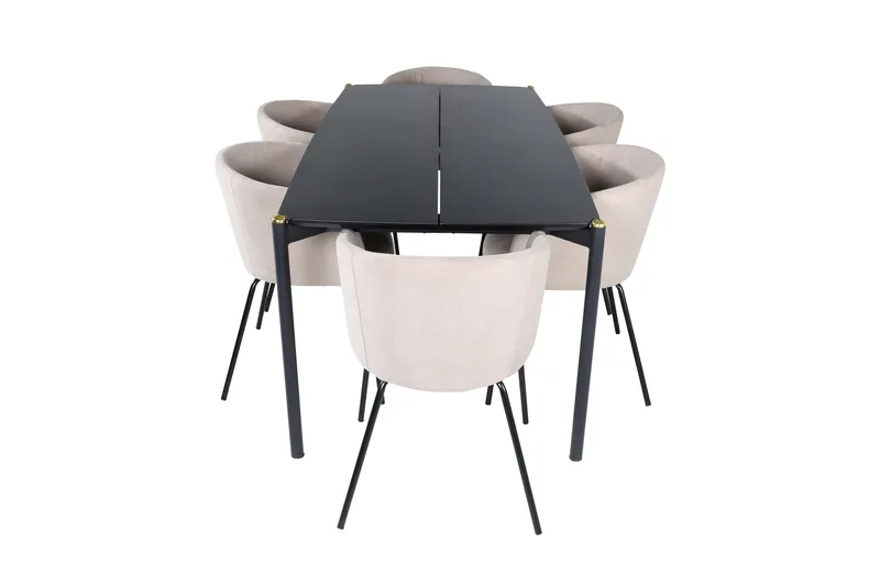 Pelle Matgrupp 190 cm Rektangulär med 6 Berit stolar - Beige - Products - Möbler - Bord & matgrupp - Matgrupp