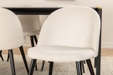 Pelle Matgrupp 190 cm Rektangulär med 6 Velvet stolar - Beige - Products - Möbler - Bord & matgrupp - Matgrupp