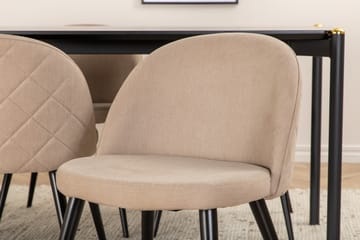 Pelle Matgrupp 190 cm Rektangulär med 6 Velvet stolar - Beige - Products - Möbler - Bord & matgrupp - Matgrupp