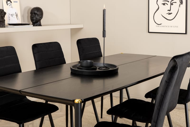 Pelle Matgrupp 190 cm Rektangulär med 6 Windu stolar - Svart - Products - Möbler - Bord & matgrupp - Matgrupp