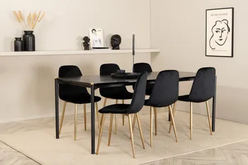 Pelle Matgrupp 190 cm Rektangulär med 6 Polar stolar - Svart/Guld - Products - Möbler - Bord & matgrupp - Matgrupp