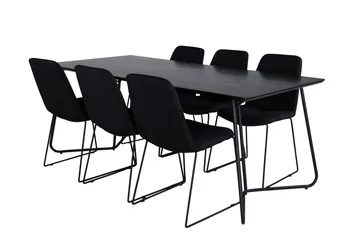 Petra Matgrupp 190 cm Rektangulär med 6 Muce stolar - Svart - Products - Möbler - Bord & matgrupp - Matgrupp