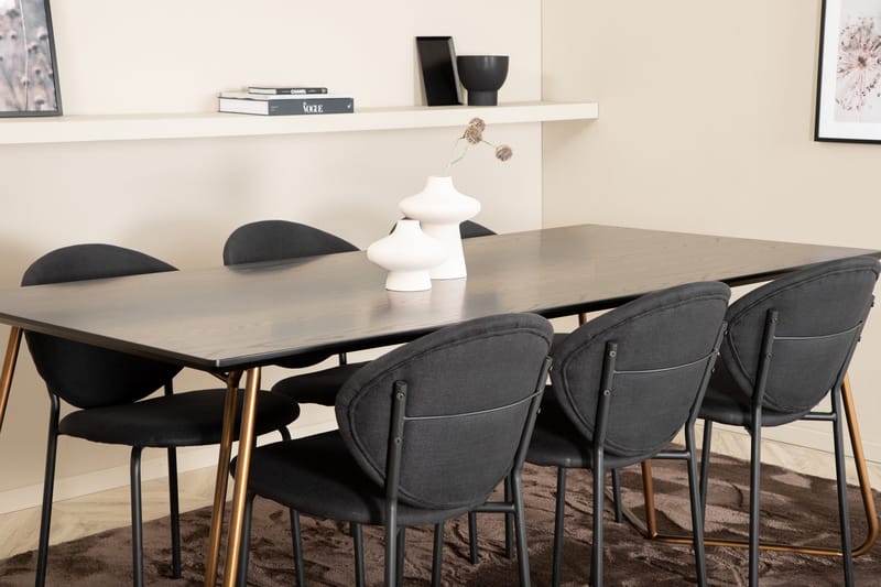 Petra Matgrupp 190 cm Rektangulär med 6 Vault stolar - Svart - Products - Möbler - Bord & matgrupp - Matgrupp