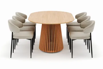 Peyra Matbord 200 cm Oval med 6 Sawako Stolar - Natur - Products - Möbler - Bord & matgrupp - Matgrupp