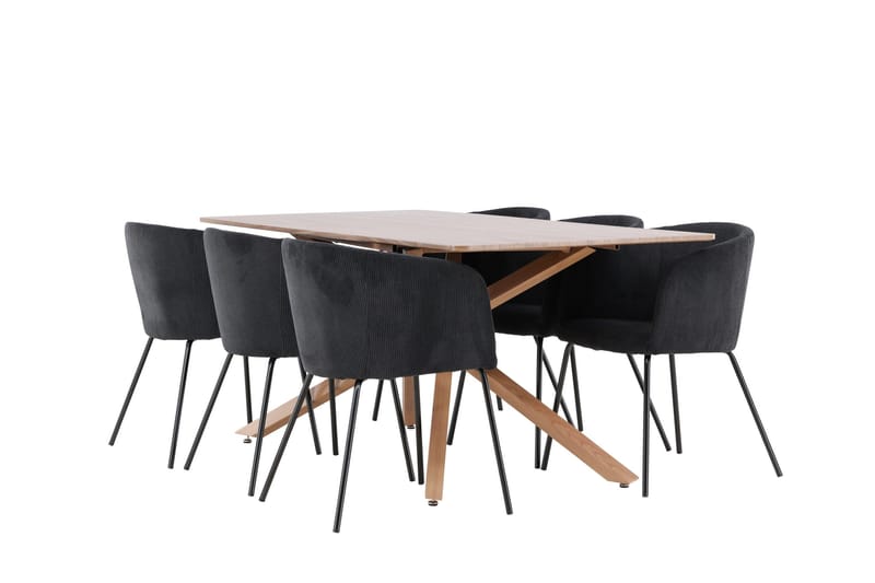 Piazza Matgrupp 180 cm Rektangulär med 6 Berit stolar - Mocca/Svart - Products - Möbler - Bord & matgrupp - Matgrupp