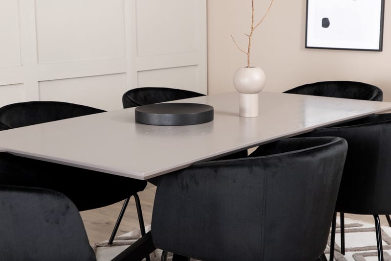 Piazza Matgrupp 180 cm Rektangulär med 6 Berit stolar - Svart - Products - Möbler - Bord & matgrupp - Matgrupp