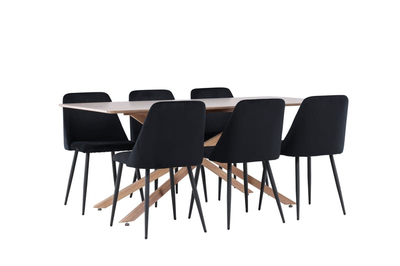 Piazza Matgrupp 180 cm Rektangulär med 6 Night stolar - Mocca/Svart - Products - Möbler - Bord & matgrupp - Matgrupp