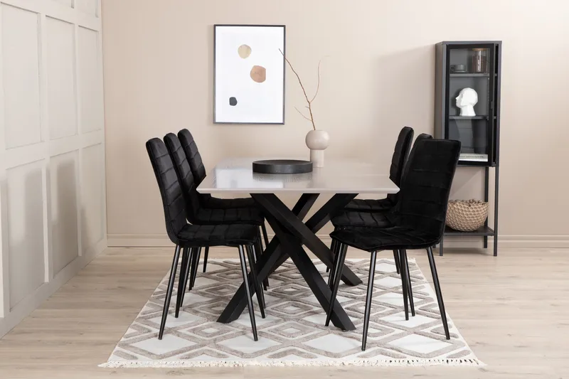 Piazza Matgrupp 180 cm Rektangulär med 6 Windu stolar - Svart - Products - Möbler - Bord & matgrupp - Matgrupp