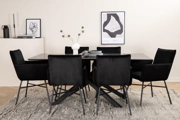 Piazza Matgrupp 180 cm Rektangulär med 6 Petra stolar - Svart - Products - Möbler - Bord & matgrupp - Matgrupp