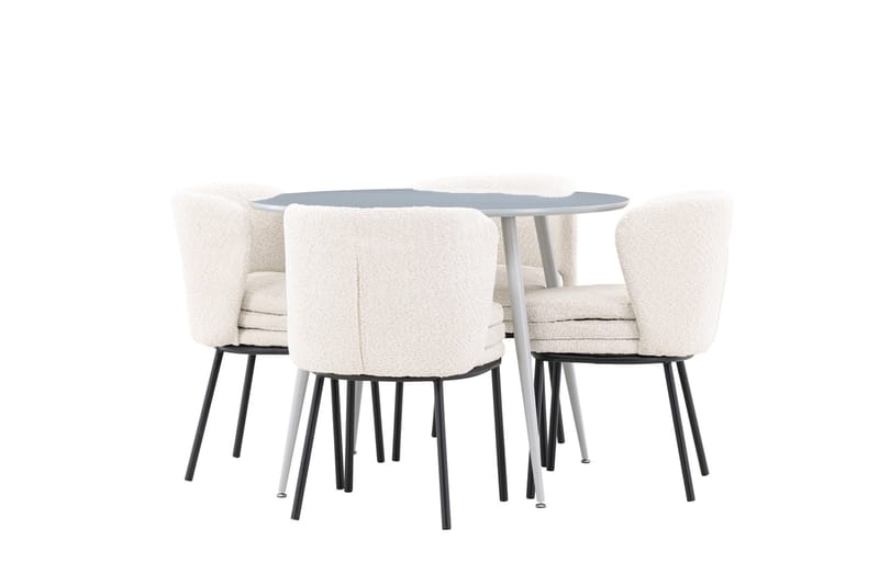Plaza Matgrupp 100 cm Rund med 4 Agnes stolar - Grå/Vit - Products - Möbler - Bord & matgrupp - Matgrupp