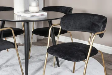 Plaza Matgrupp 100 cm Rund med 4 Arrow stolar - Svart/Guld - Products - Möbler - Bord & matgrupp - Matgrupp