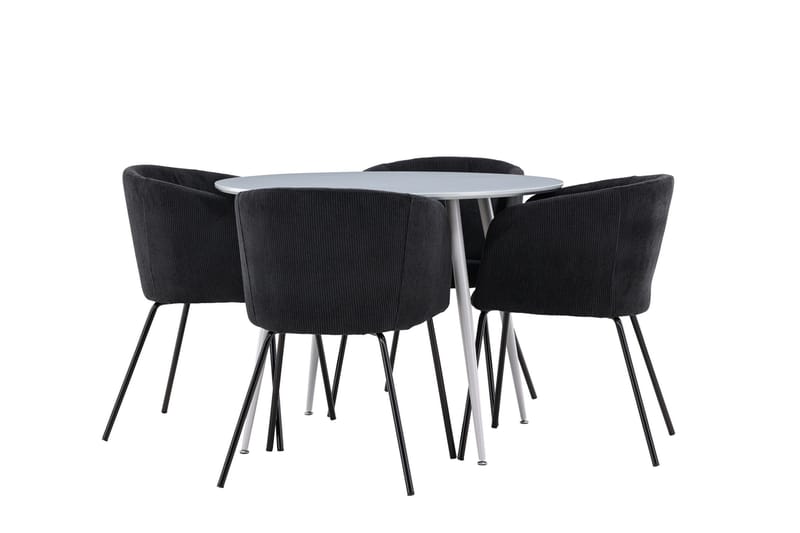 Plaza Matgrupp 100 cm Rund med 4 Berit stolar - Grå/Svart - Products - Möbler - Bord & matgrupp - Matgrupp