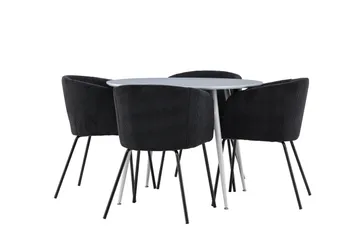 Plaza Matgrupp 100 cm Rund med 4 Berit stolar - Grå/Svart - Products - Möbler - Bord & matgrupp - Matgrupp
