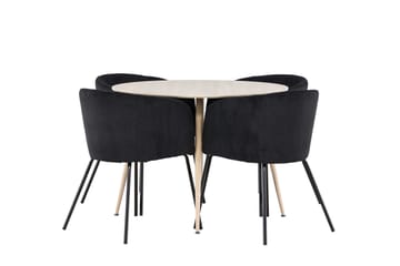 Plaza Matgrupp 100 cm Rund med 4 Berit stolar - Whitewash/Svart - Products - Möbler - Bord & matgrupp - Matgrupp