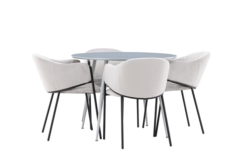 Plaza Matgrupp 100 cm Rund med 4 Evelina stolar - Grå/Grå - Products - Möbler - Bord & matgrupp - Matgrupp
