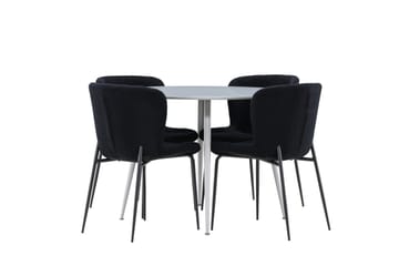 Plaza Matgrupp 100 cm Rund med 4 Modesto stolar - Grå/Svart - Products - Möbler - Bord & matgrupp - Matgrupp