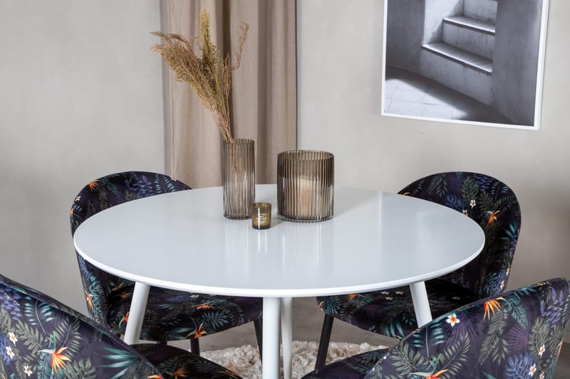 Plaza Matgrupp 100 cm Rund med 4 Velvet stolar - Svart - Products - Möbler - Bord & matgrupp - Matgrupp