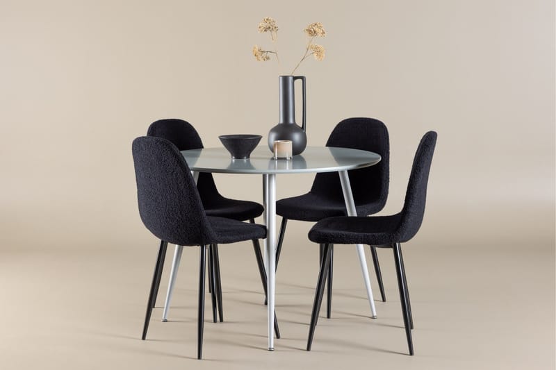 Plaza Matgrupp 100 cm Rund med 4 Polar stolar - Grå/Svart - Products - Möbler - Bord & matgrupp - Matgrupp