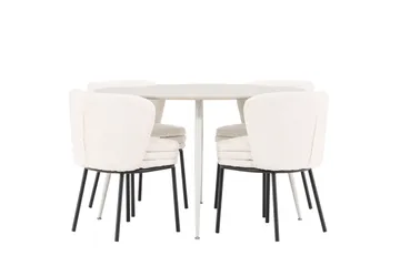 Plaza Matgrupp 120 cm Rund med 4 Agnes stolar - Beige/Vit - Products - Möbler - Bord & matgrupp - Matgrupp
