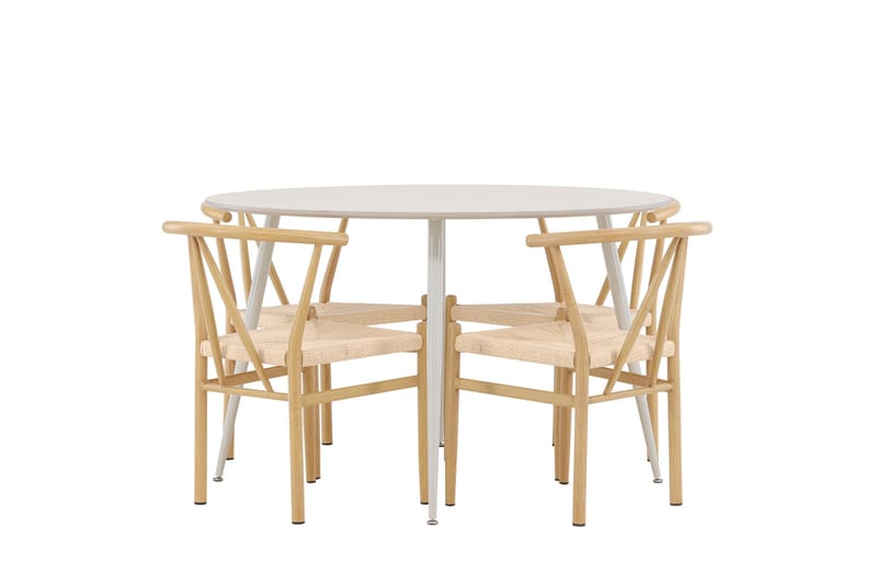 Plaza Matgrupp 120 cm Rund med 4 Alfons stolar - Beige/Beige - Products - Möbler - Bord & matgrupp - Matgrupp