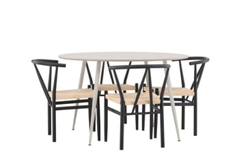 Plaza Matgrupp 120 cm Rund med 4 Alfons stolar - Beige/Svart - Products - Möbler - Bord & matgrupp - Matgrupp