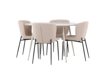 Plaza Matgrupp 120 cm Rund med 4 Modesto stolar - Beige/Beige - Products - Möbler - Bord & matgrupp - Matgrupp