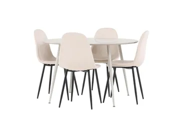 Plaza Matgrupp 120 cm Rund med 4 Polar stolar - Beige/Beige - Products - Möbler - Bord & matgrupp - Matgrupp
