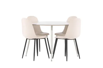 Plaza Matgrupp 120 cm Rund med 4 Polar stolar - Beige/Beige - Products - Möbler - Bord & matgrupp - Matgrupp