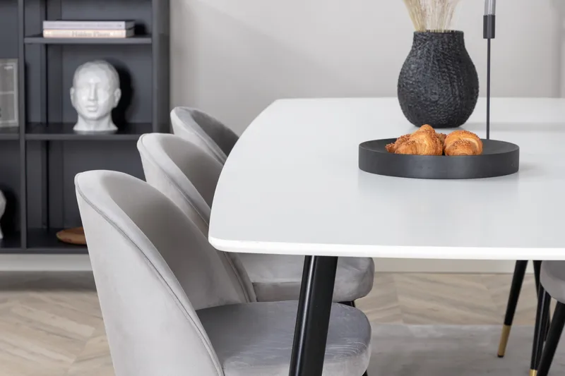 Polar Matgrupp 240 cm Rektangulär med 6 Velvet stolar - Svart/Guld - Products - Möbler - Bord & matgrupp - Matgrupp