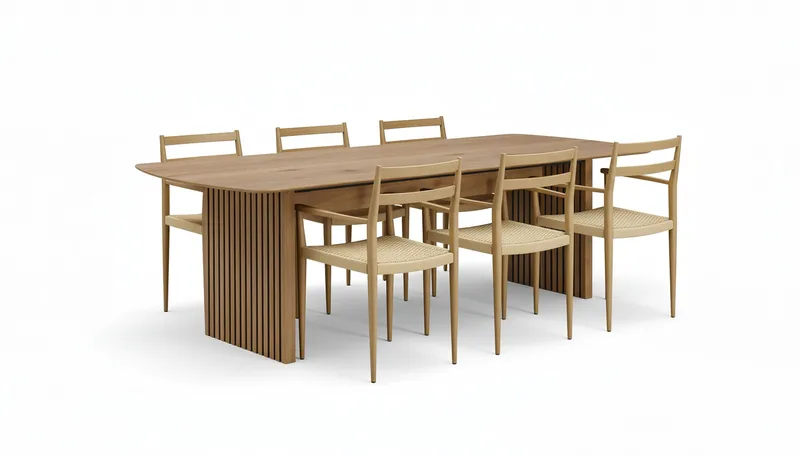 Richeto Matbord 180 cm med 6 st Jamna Karmstolar, Brun