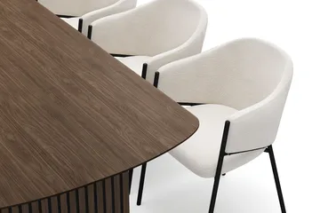 Richeto Matbord 210 cm med 6 Filip Matstolar - Rökt ek / Vit Bouclé - Products - Möbler - Bord & matgrupp - Matgrupp