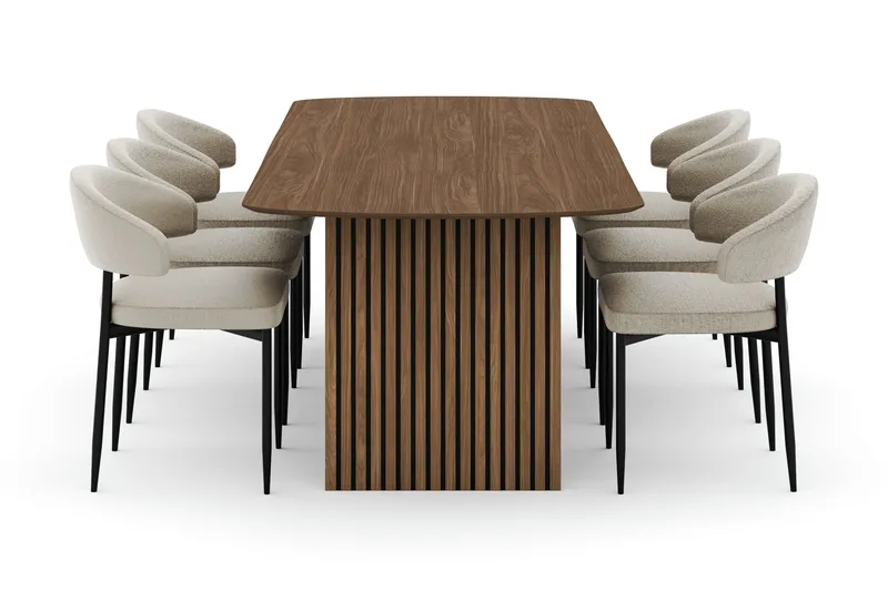 Richeto Matbord 240 cm med 6 Sawako Stolar - Ek - Products - Möbler - Bord & matgrupp - Matgrupp