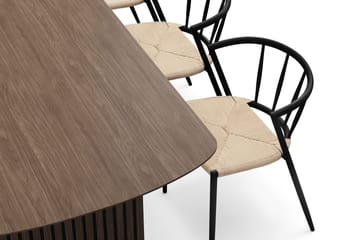 Richeto Matbord 240 cm med 6 Winston Matstolar - Rökt ek / Beige / Metallben Svart - Products - Möbler - Bord & matgrupp - Matgrupp