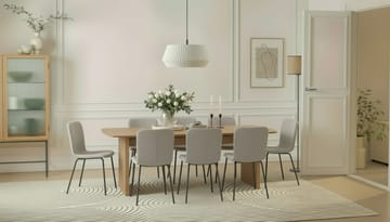 Richeto Matbord 240 cm med 8 Katy Matstolar - Naturlig finish / Greige Bouclé / Metallben Svart - Products - Möbler - Bord & matgrupp - Matgrupp