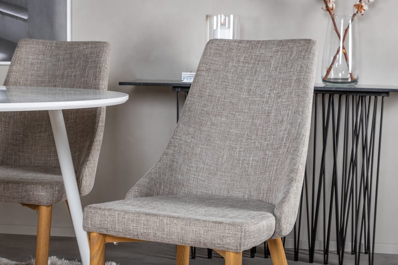 Ridones Matgrupp 100 cm Rund inkl 4 Ludvig Stolar - Vit/Ljusgrå/Ek - Products - Möbler - Bord & matgrupp - Matgrupp