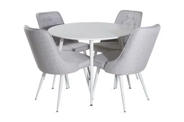 Ridones Matgrupp 100 cm Rund inkl 4 Valera Stolar - Vit/Grå - Products - Möbler - Bord & matgrupp - Matgrupp