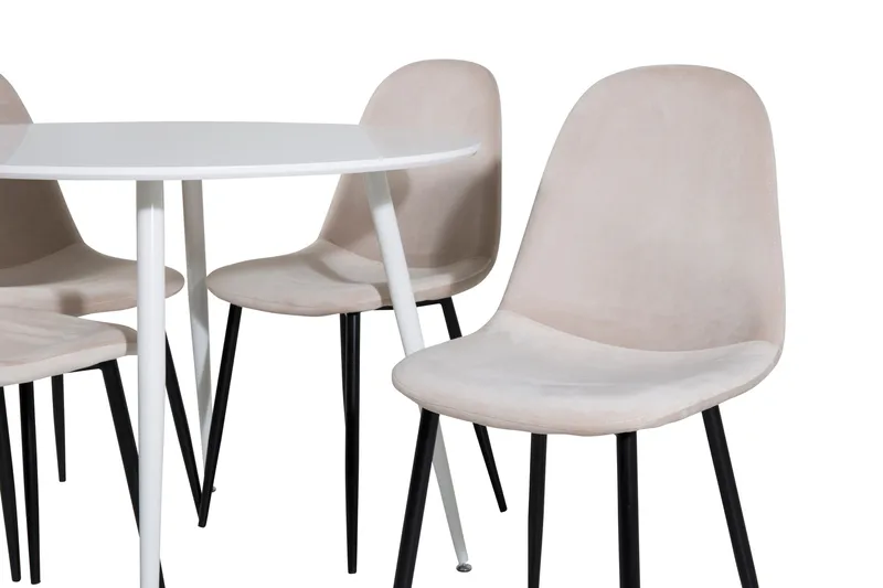 Ridones Matgrupp 100 cm Rund inkl 4 Pontus Stolar - Vit/Svart/Beige - Products - Möbler - Bord & matgrupp - Matgrupp