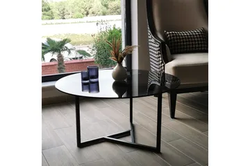 Sabani Soffbord 75 cm Runt X-formade Ben - Grå - Products - Möbler - Bord & matgrupp - Soffbord