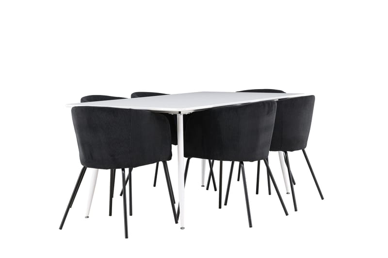 Silar Matgrupp 180 cm Rektangulär med 6 Berit stolar - Vit/Svart - Products - Möbler - Bord & matgrupp - Matgrupp