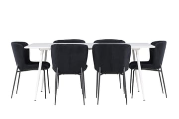 Silar Matgrupp 180 cm Rektangulär med 6 Modesto stolar - Vit/Svart - Products - Möbler - Bord & matgrupp - Matgrupp