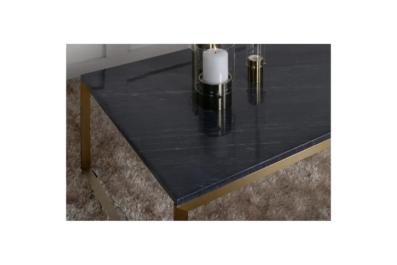 Soffbord Estelle Rektangulärt 60x120 cm Marmor - Grå / Mässing - Products - Möbler - Bord & matgrupp - Soffbord