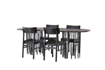 Stone Matgrupp + 4 Montros stolar Oval - Svart/Mocca - Products - Möbler - Bord & matgrupp - Matgrupp