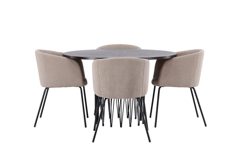 Stone Matgrupp 120 cm Rund med 4 Berit stolar - Beige - Products - Möbler - Bord & matgrupp - Matgrupp