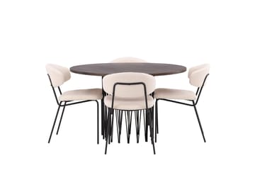 Stone Matgrupp 120 cm Rund med 4 Chico Stolar - Svart - Products - Möbler - Bord & matgrupp - Matgrupp