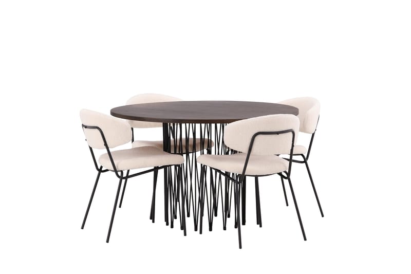 Stone Matgrupp 120 cm Rund med 4 Chico Stolar - Svart - Products - Möbler - Bord & matgrupp - Matgrupp