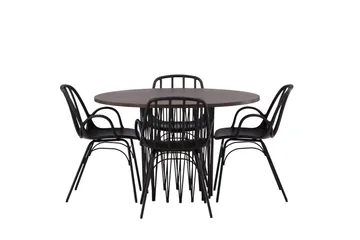 Stone Matgrupp 120 cm Rund med 4 Dyrön stolar - Svart - Products - Möbler - Bord & matgrupp - Matgrupp