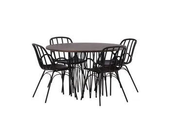 Stone Matgrupp 120 cm Rund med 4 Dyrön stolar - Svart - Products - Möbler - Bord & matgrupp - Matgrupp