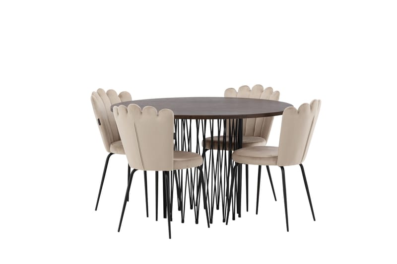 Stone Matgrupp 120 cm Rund med 4 Limhamn stolar - Beige - Products - Möbler - Bord & matgrupp - Matgrupp
