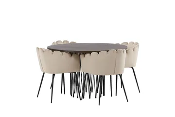 Stone Matgrupp 120 cm Rund med 4 Limhamn stolar - Beige - Products - Möbler - Bord & matgrupp - Matgrupp