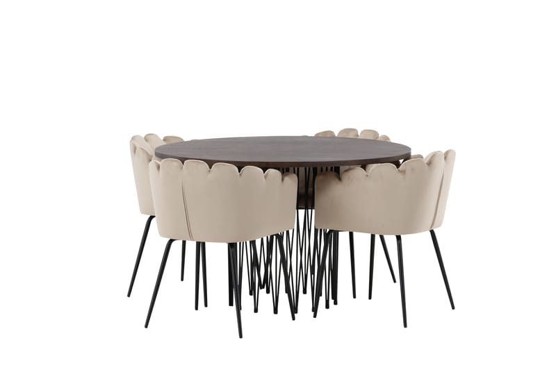 Stone Matgrupp 120 cm Rund med 4 Limhamn stolar - Beige - Products - Möbler - Bord & matgrupp - Matgrupp